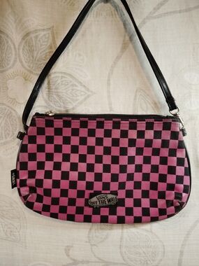 Vans Pink and Black Checkerboard Crossbody Bag